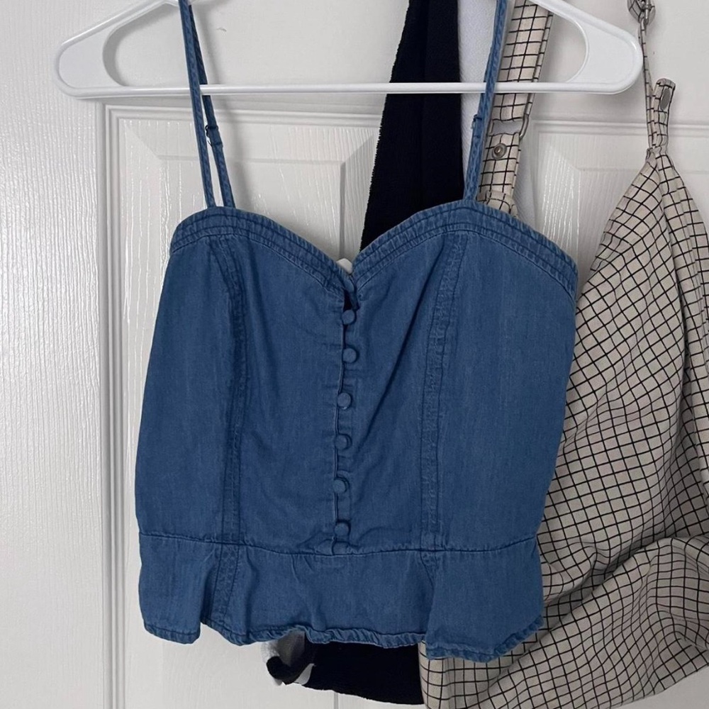 Denim crop tank top